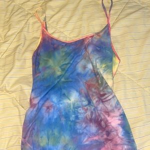 Fashion Nova multicolored tie dye ruched maxi dress